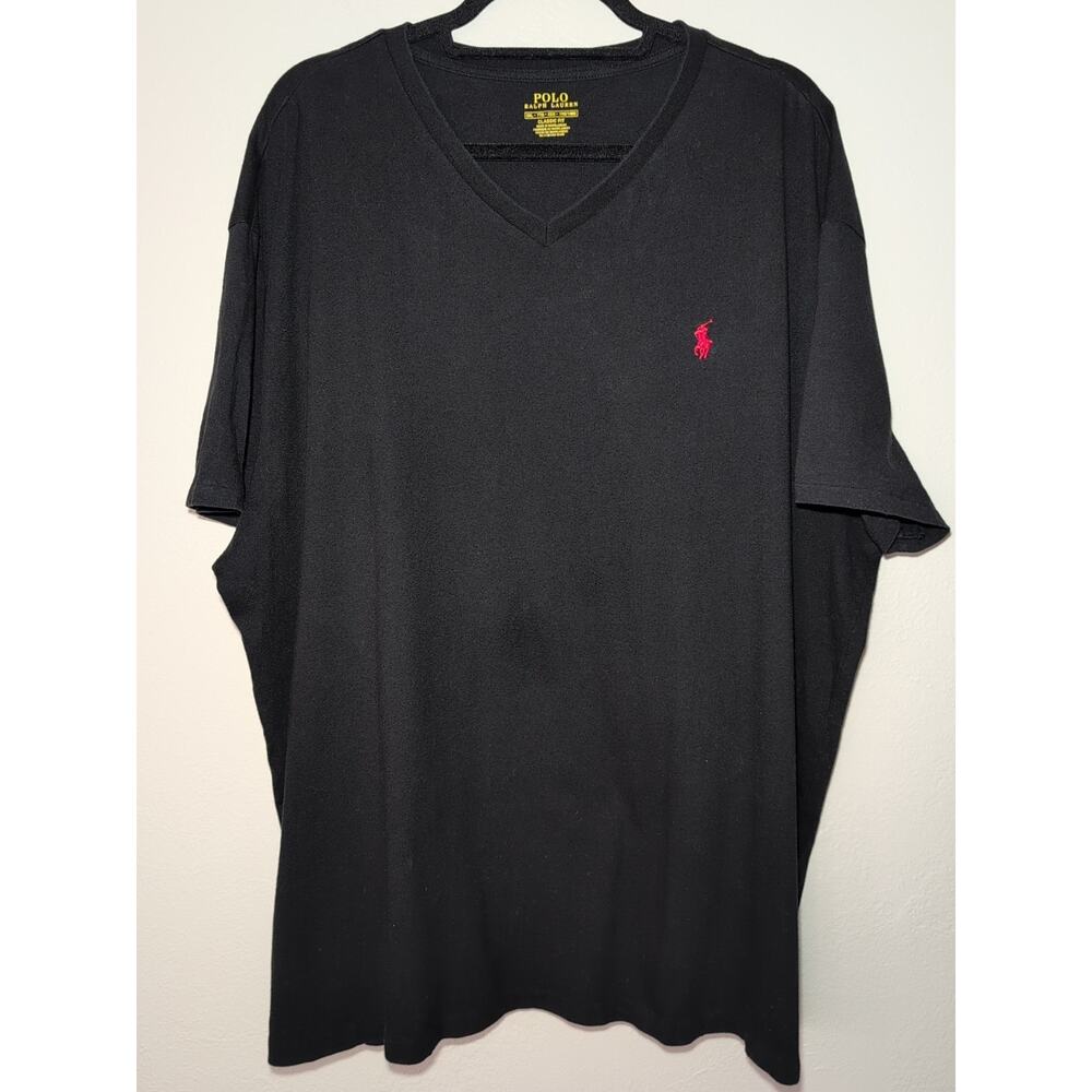 Mens XXL Black Polo Ralph Lauren Designer Basic Cotton Tee Tshirt Classic Fit